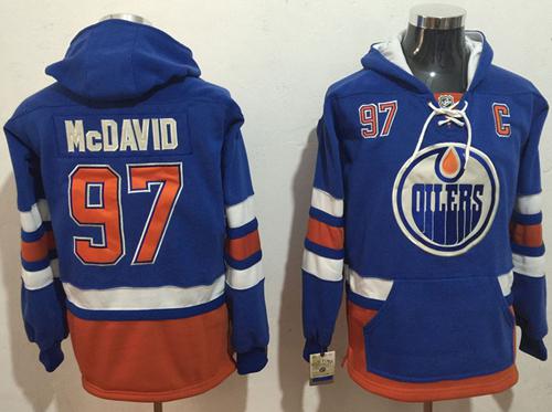 Oilers #97 Connor McDavid Light Blue Name & Number Pullover NHL Hoodie